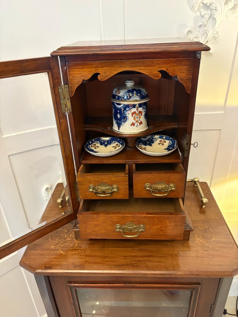 Antique Edwardian Quality Oak Smokers Cabinet - Image 2